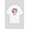 8 Mart Dünya Kadınlar Günü Baskılı Oversize Bisiklet Yaka T-shirt - Beyaz