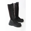 812-305 Siyah Arkası Streç Fermuarlı Günlük Kadın Çizme