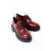 868-754 Bordo Rugan Bağcıklı Günlük Yüksek Tabanlı Loafer Ayakkabı