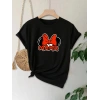 Anneler Günü Hediye Anne Temalı Baskılı Oversize Bisiklet Yaka T-shirt - Siyah