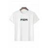Anneler Günü Hediye Mom Çiçek Baskılı Oversize Bisiklet Yaka T-shirt - Beyaz