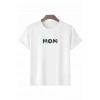 Anneler Günü Hediye Mom Çiçek Baskılı Oversize Bisiklet Yaka T-shirt - Beyaz