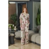Aqua 26546 Kadın Desenli Düğmeli Kısa Kol Pijama Takım