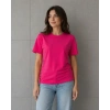 Basic Pamuklu Tişört Bisiklet Yaka Düz Renk Relaxed Fit T-Shirt - Fuşya