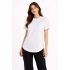 Basic T-Shirt Kısa Kol Bisiklet Yaka Oval Kesim Tişört - Beyaz