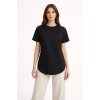 Basic T-Shirt Kısa Kol Bisiklet Yaka Oval Kesim Tişört - Siyah