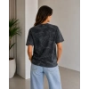 Batik Desenli Tişört Bisiklet Yaka Kısa Kol Regular Fit T-shirt - Siyah