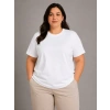 Battal Big Size Basic Tişört Bisiklet Yaka Rahat Kalıp T-Shirt - Beyaz