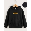Çocuk Unisex Kapüşonlu Ön ve Arka Garfield Baskılı Sweatshirt - Siyah