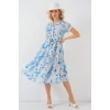Desenli Kısa Kol Elbise 2558 - Mavi