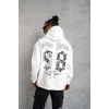 Erkek 98 Baskılı Kapşonlu Sweat - Beyaz