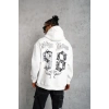 Erkek 98 Baskılı Kapşonlu 3 iplik pamuklu Sweatshirt hoodie - Beyaz
