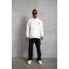 Erkek 98 Baskılı Kapşonlu 3 iplik pamuklu Sweatshirt hoodie - Beyaz