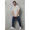 Erkek Kısa Kol Yazlık Tişört Bisiklet Yaka Baskılı Oversize T-Shirt - Gri