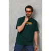 Erkek Kısa Kol Yazlık Tişört Bisiklet Yaka Baskılı Oversize T-Shirt - Yeşil