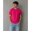 Erkek Basic Pamuklu Tişört Bisiklet Yaka Düz Renk Regular Fit T-Shirt - Fuşya