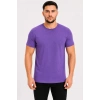 Erkek Basic Tişört Bisiklet Yaka Kısa Kol Günlük Yazlık Slim fit T-Shirt - Mor