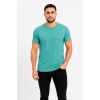 Erkek Basic Tişört Bisiklet Yaka Kısa Kol Günlük Yazlık Slim fit T-Shirt - Su Yeşili