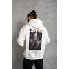 Erkek Baskılı Kapüşonlu Sweat - Beyaz
