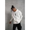 Erkek Baskılı Kapüşonlu Sweat - Beyaz