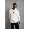 Erkek Baskılı Kapüşonlu Sweat - Beyaz