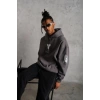 Erkek Baskılı Kapüşonlu 3 iplik pamuklu Hoodie Sweatshirt - Gri