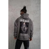 Erkek Baskılı Kapüşonlu 3 iplik pamuklu Hoodie Sweatshirt - Gri