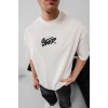 Erkek Tişört Yazlık Baskılı Oversize Kısa kol T-Shirt - Beyaz