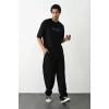 Erkek Baskılı Oversize  Kısa kol T-Shirt - Siyah