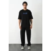 Erkek Baskılı Oversize  Kısa kol T-Shirt - Siyah