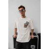 Erkek Baskılı Oversize T-shirt - Beyaz