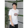 Erkek Baskılı T-Shirt Kısa Kol Bisiklet Yaka Regular Fit Rahat Kalıp Günlük Tişört - Beyaz