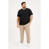 Erkek Battal Big Size Basic Tişört Bisiklet Yaka Rahat Kalıp T-Shirt - Siyah