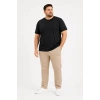 Erkek Battal Big Size Basic Tişört Bisiklet Yaka Rahat Kalıp T-Shirt - Siyah