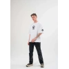 Erkek Kısa Kol Tişört Göğüs ve Kol Bisiklet Yaka Baskılı T-Shirt - Beyaz
