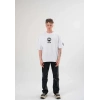 Erkek Kısa Kol Tişört Göğüs ve Kol Bisiklet Yaka Baskılı T-Shirt - Beyaz