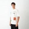 Erkek Kısa Kol Yazlık Tişört Bisiklet Yaka Baskılı Oversize T-Shirt - Beyaz
