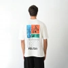 Erkek Kısa Kol Yazlık Tişört Bisiklet Yaka Baskılı Oversize T-Shirt - Beyaz