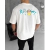 Erkek Kısa Kol Tişört Bisiklet Yaka RİCK AND MORTY Baskılı T-Shirt - Beyaz