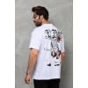 Erkek Kısa Kol Yazlık Tişört Bisiklet Yaka Baskılı Oversize T-Shirt - Beyaz