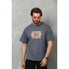 Erkek Baskılı T-Shirt Kısa Kol Bisiklet Yaka Regular Fit Rahat Kalıp Tişört -  Füme