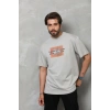 Erkek Baskılı T-Shirt Kısa Kol Bisiklet Yaka Regular Fit Rahat Kalıp Tişört -  Gri
