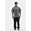 Erkek Tişort  Bisiklet Yaka Baskılı Oversize T-Shirt - Gri