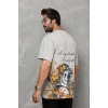 Erkek Kısa Kol Yazlık Tişört Bisiklet Yaka Baskılı Oversize T-Shirt - Gri