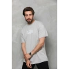 Erkek Kısa Kol Yazlık Tişört Bisiklet Yaka Baskılı Oversize T-Shirt - Gri