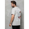 Erkek Kısa Kol Yazlık Tişört Bisiklet Yaka Baskılı Oversize T-Shirt - Gri