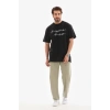 Erkek Kısa Kol Yazlık Tişört Bisiklet Yaka Baskılı Oversize T-Shirt - Siyah