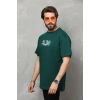 Erkek Kısa Kol Yazlık Tişört Bisiklet Yaka Baskılı Oversize T-Shirt - Yeşil