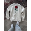 ERKEK 3 iplik Pamuklu Bisiklet Yaka Ön Ve Arka Baskılı SweatShirt -  Beyaz