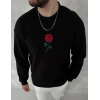 ERKEK 3 iplik Pamuklu Bisiklet Yaka Ön Ve Arka Baskılı SweatShirt - Siyah